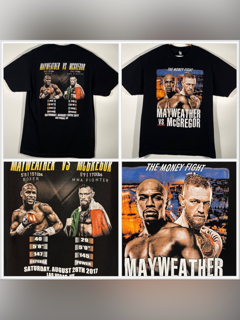 Floyd Mayweather Vs Conor McGregor The Money Fight Boxing MMA Size L T-Shirt